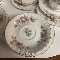 VINTAGE Royal Albert Coffee Set Bone China MOSS ROSE Pattern 19 PIECE B69