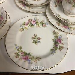 VINTAGE Royal Albert Coffee Set Bone China MOSS ROSE Pattern 19 PIECE B69