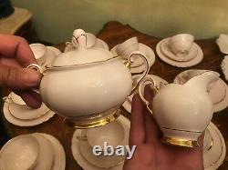 VTG 12 Cups, Saucers n Plates Tuscan Fine English Bone Rose Porcelain Coffee Set