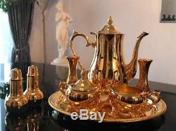 VTG 24k Gold Plated Tea & Coffee Serving Set International Silver Co