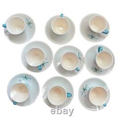 VTG 9 Salem North Star Atomic Starburst Cup & Saucer Coffee Turquoise Tea Set