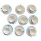 Vtg 9 Salem North Star Atomic Starburst Cup & Saucer Coffee Turquoise Tea Set