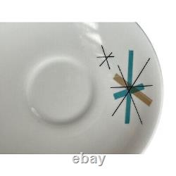 VTG 9 Salem North Star Atomic Starburst Cup & Saucer Coffee Turquoise Tea Set