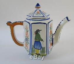 VTG Henriot Quimper France Tea/Coffee Pot Set of 3