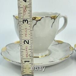 VTG Korosten Porcelain Coffee Pot Tea Set w Cups Saucers Sugar Cream Gold Trim