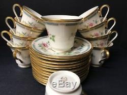 VTG Lenox Morning Blossom Gold Trim 12 Saucer N Footed Cup Tea & Coffee Set