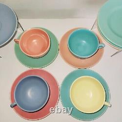 VTG Poppytrail By Metlox Pastel 200 Series 4 Cups And Saucers Lot + Extras c1930