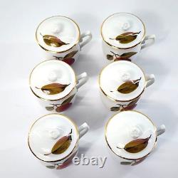VTG Royal Worcester Evesham Gold Pots de Creme Chocolate Cups with Lids Set of 6