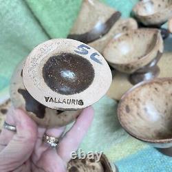 Vallauris Pottery Coffee Set Vintage Organic Wood Drip glaze Brown 20 Pc Mint