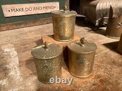 Very Pretty Vintage Coffee Tea & Sugar Pots plus Spoons Set. Vintage. Brass