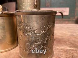Very Pretty Vintage Coffee Tea & Sugar Pots plus Spoons Set. Vintage. Brass