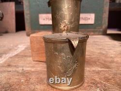 Very Pretty Vintage Coffee Tea & Sugar Pots plus Spoons Set. Vintage. Brass