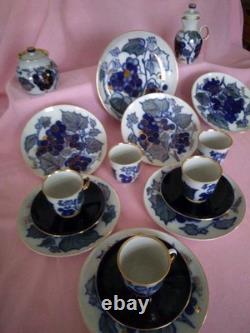 Very Rare Vintage Cobalt Blue Porcelain Russian Coffee Set