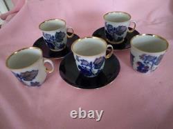 Very Rare Vintage Cobalt Blue Porcelain Russian Coffee Set