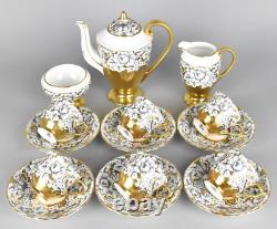 Victoria Cartwright & Edwards Vintage Coffee Set in Peony Design, Gold Black