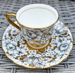 Victoria Cartwright & Edwards Vintage Coffee Set in Peony Design, Gold Black