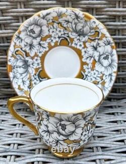 Victoria Cartwright & Edwards Vintage Coffee Set in Peony Design, Gold Black