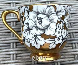 Victoria Cartwright & Edwards Vintage Coffee Set in Peony Design, Gold Black