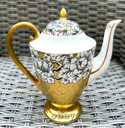Victoria Cartwright & Edwards Vintage Coffee Set in Peony Design, Gold Black