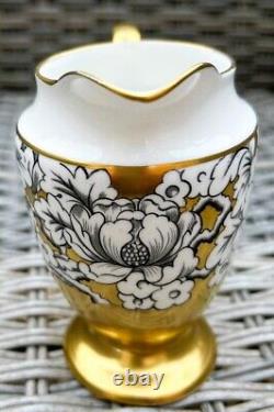 Victoria Cartwright & Edwards Vintage Coffee Set in Peony Design, Gold Black