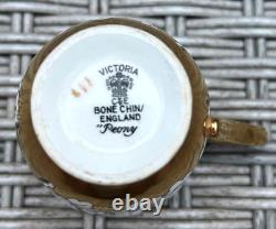 Victoria Cartwright & Edwards Vintage Coffee Set in Peony Design, Gold Black