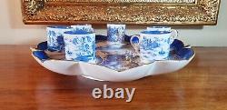Victorian Copeland Mandarin 1327 Blue Willow Coffee Can set & Serving Cake Tray