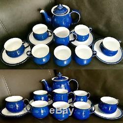 Vintage 13 Piece Denby Imperial Blue English Stoneware Pottery Coffee Set