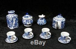 Vintage 15 Piece Exquisite Cobalt Blue and White Floral Tea Coffee Set