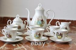 Vintage 15pc Porcelian Tea Set 70s Rococo Boho Coffee Tea Set Shabby Chic Style