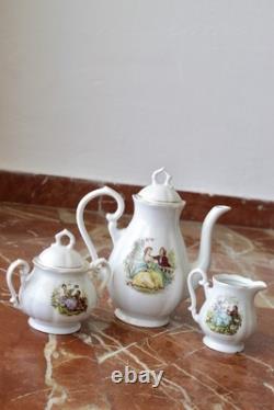 Vintage 15pc Porcelian Tea Set 70s Rococo Boho Coffee Tea Set Shabby Chic Style