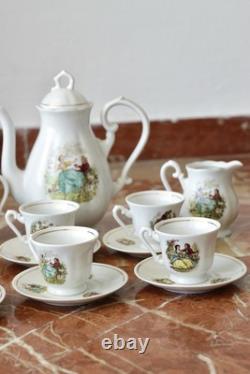 Vintage 15pc Porcelian Tea Set 70s Rococo Boho Coffee Tea Set Shabby Chic Style