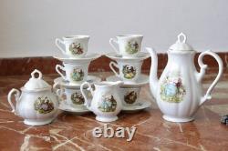 Vintage 15pc Porcelian Tea Set 70s Rococo Boho Coffee Tea Set Shabby Chic Style