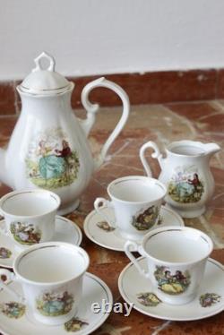 Vintage 15pc Porcelian Tea Set 70s Rococo Boho Coffee Tea Set Shabby Chic Style