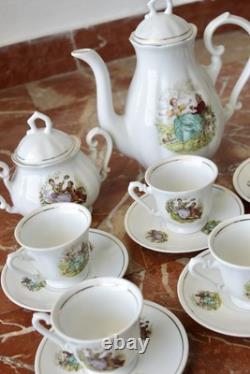 Vintage 15pc Porcelian Tea Set 70s Rococo Boho Coffee Tea Set Shabby Chic Style