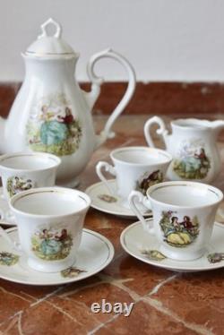 Vintage 15pc Porcelian Tea Set 70s Rococo Boho Coffee Tea Set Shabby Chic Style