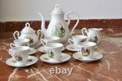 Vintage 15pc Porcelian Tea Set 70s Rococo Boho Coffee Tea Set Shabby Chic Style