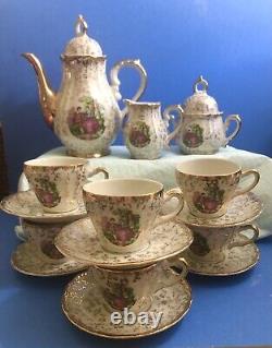 Vintage 17 Pc Empress Japan Demitasse Coffee Tea Set Love Story Fragonard
