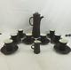 Vintage 18 Piece Dansk Flamestone Brown Coffee Pot Creamer & Cup & Saucer Set