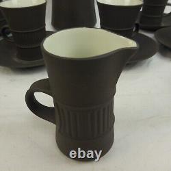Vintage 18 Piece Dansk Flamestone Brown Coffee Pot Creamer & Cup & Saucer Set