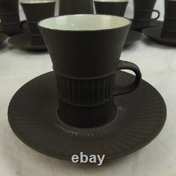 Vintage 18 Piece Dansk Flamestone Brown Coffee Pot Creamer & Cup & Saucer Set