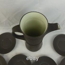 Vintage 18 Piece Dansk Flamestone Brown Coffee Pot Creamer & Cup & Saucer Set