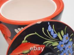 Vintage 1930's Chodovia Slovakian Coffee Set Floral Black Pot Cups Porcelain