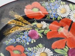 Vintage 1930's Chodovia Slovakian Coffee Set Floral Black Pot Cups Porcelain