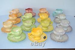 Vintage 1940's Brad Keeler Artwares Tulip Demitasse Coffee set of 15