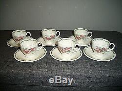 Vintage 1940's Susie Cooper Tiger Lily Coffee Set of Six (Red & Green Complete)