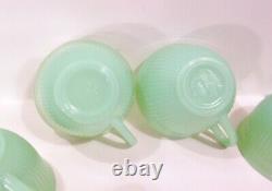 Vintage 1950's Fire King Jane Ray Jadeite Ribbed Coffee Cups Set Of 4