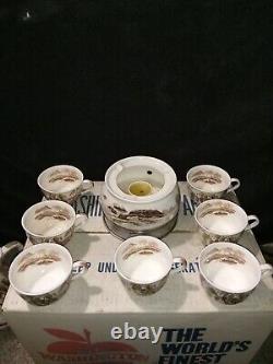 Vintage 1950s Nasco Sayonara Coffee Pot Warmer And 7 Cups Set 9.75