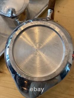 Vintage 1950s Picquot Ware Magnalium Metal 5 Piece Tea Coffee Set with Tray
