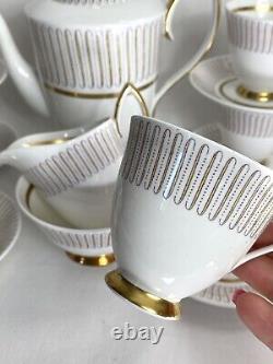 Vintage 1950s Tea Coffee Set. Royal Albert Capri. White & Gold Bone China 15 Pc