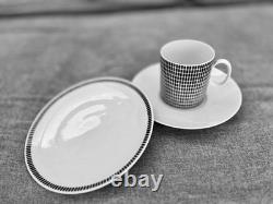 Vintage 1960s 3 Piece Thomas Germany Porcelain Cup Saucer Plate Set Onyx Grey